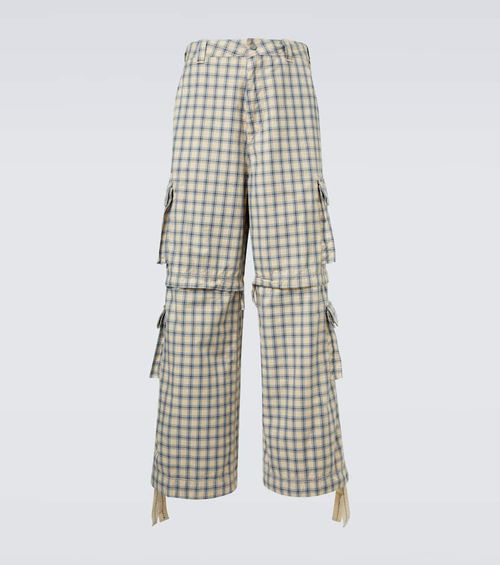 Checked cotton cargo pants