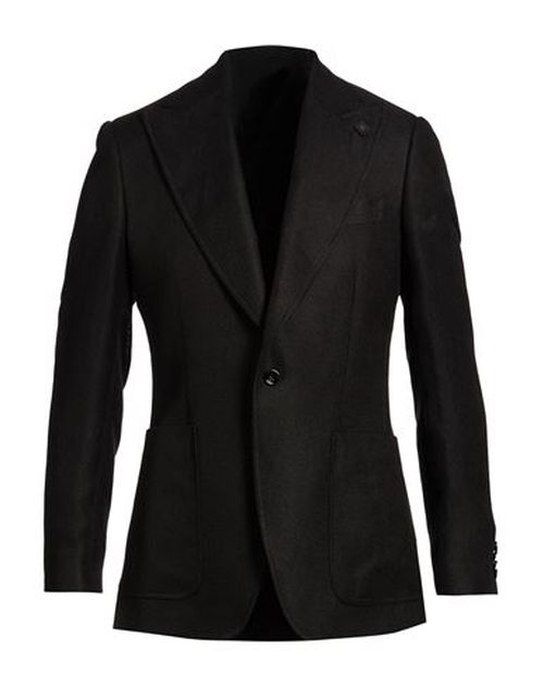 Man Blazer Black Size 40 Linen