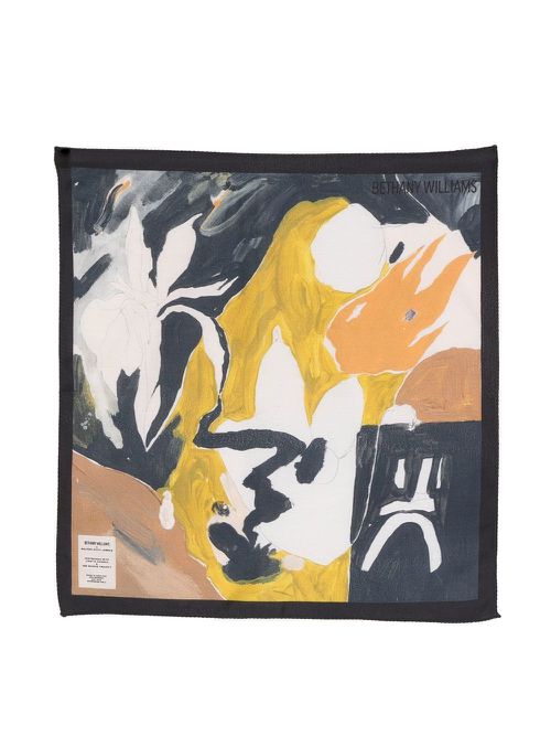 Logo-patch abstract-print scarf - Blue