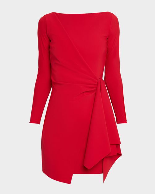 Draped Boat-Neck Mini Dress