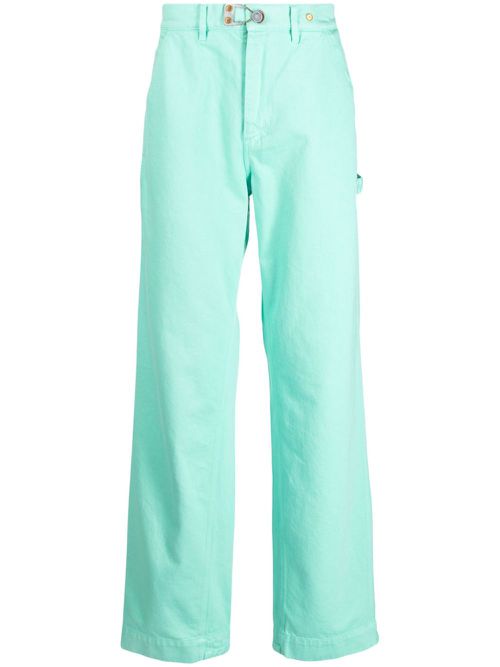 Embroidered-logo mid-rise jeans - Green