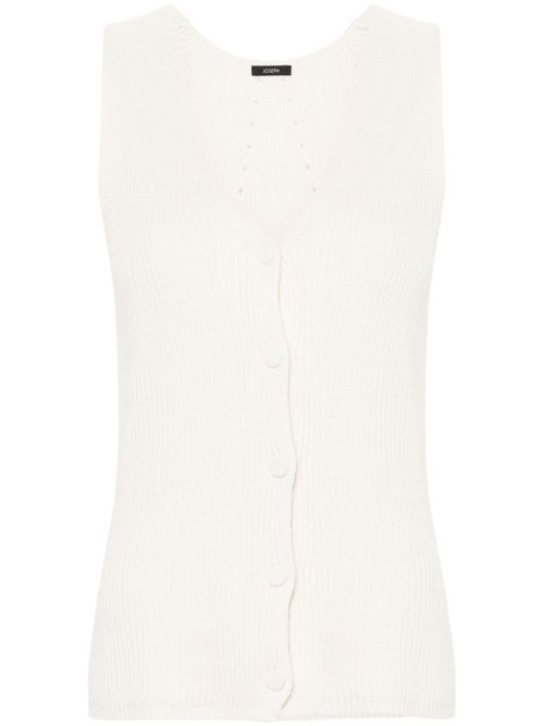 Ribbed linen-blend vest - Neutrals