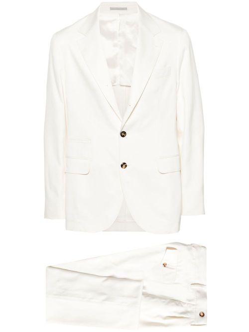 Single-breasted silk suit - White