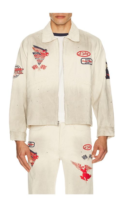 Samuel Zelig Service Zip Jacket in Aged Natural - White. XXL/2X also in S, L, XL/1X