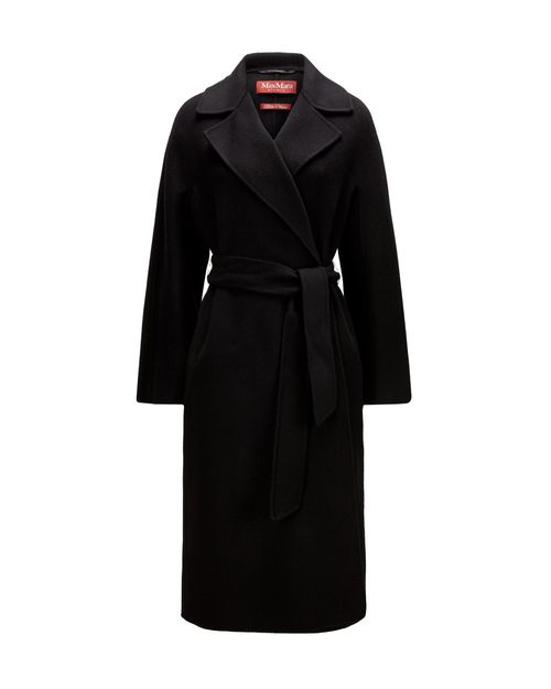 Black Notched Lapel Trench Coat