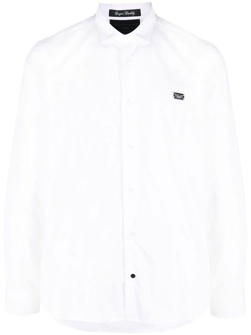 Snake detail long-sleeve shirt - White