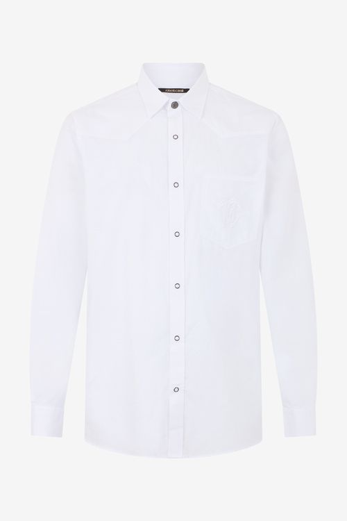 White Cotton Shirt With Monogram Rc
