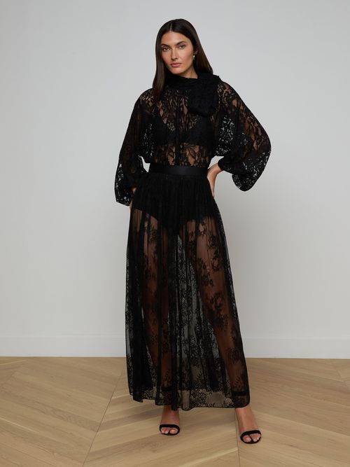 Alona Lace Maxi Skirt In Black
