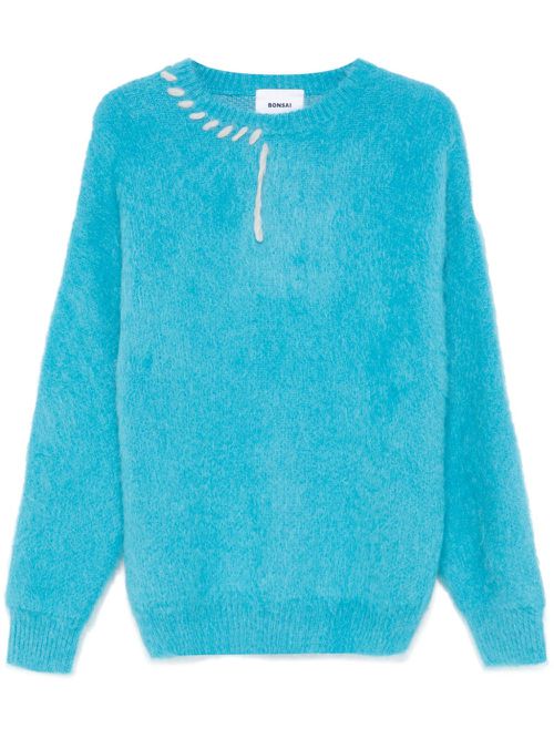 Decorative-stitching sweater - Blue