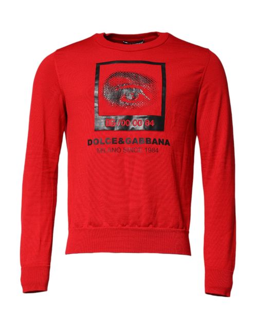 Logo-Print Crew Neck Sweatshirt — Red