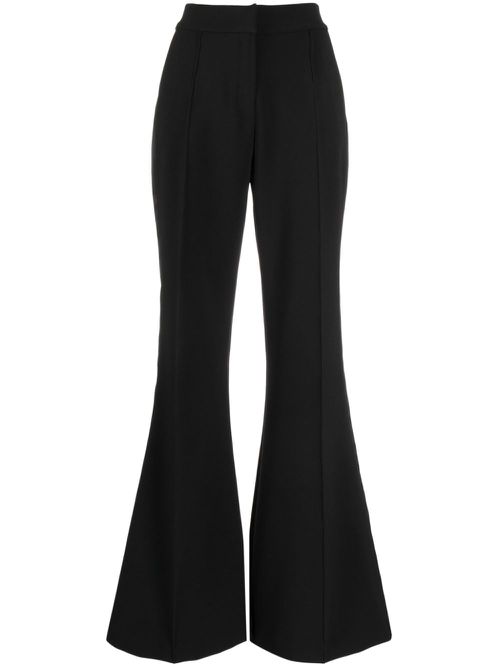 Satin-embellished flared trousers - Black