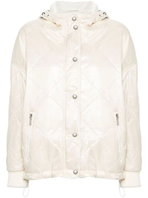 Quilted Logo-Engraved Padded Jacket — Beige