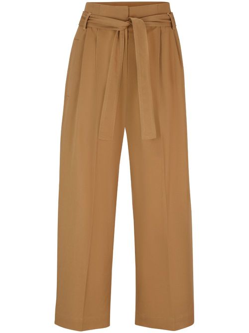 Tie-fastening straight-leg trousers - Neutrals