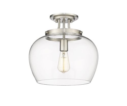 Joliet 1-Light Semi Flush Mount Ceiling Light In Brushed Nicke