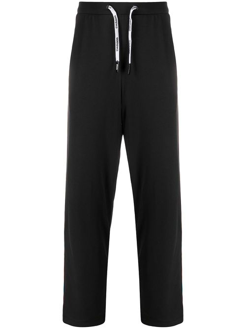 Stripe detail long jogging pants - Black