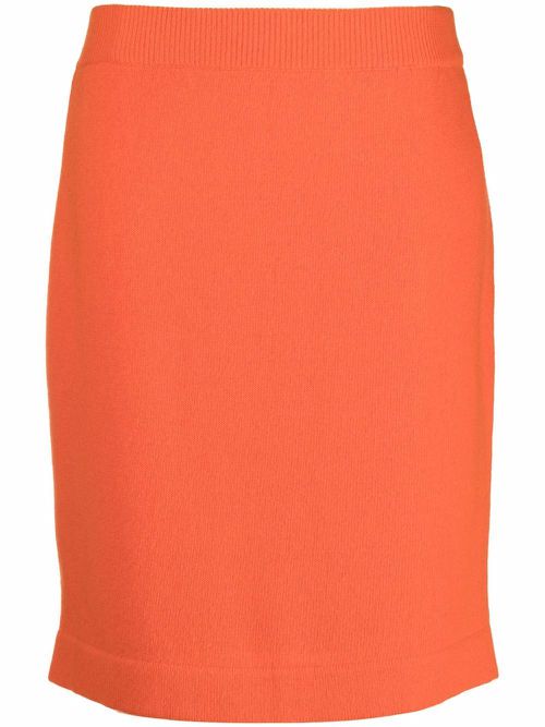 1980s high-waisted cashmere knitted skirt - Orange