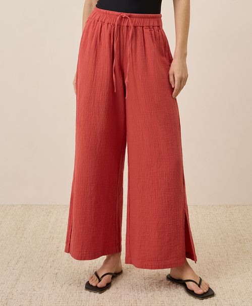 Women's Kumquat Coastal Double Gauze Split Hem Pant