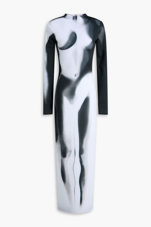 Printed jersey maxi dress - Black - FR 36
