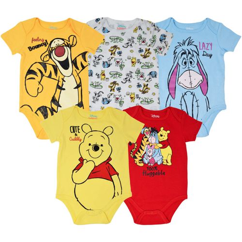 Disney Winnie the Pooh Newborn Baby Boys 5 Pack Bodysuits 3-6 Months