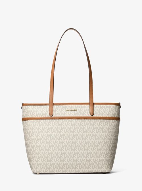 Michael Kors Marlowe Medium Signature Logo Pocket Tote Bag in Natural - One Size by