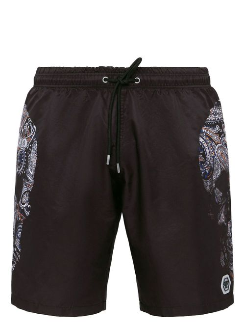 Skull-print swim shorts - Black