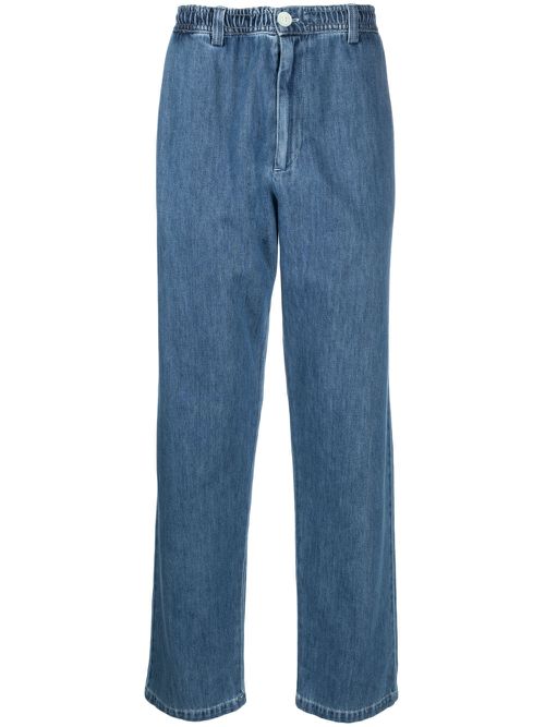Elasticated-waistband straight-leg jeans - Blue