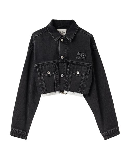 Black denim blouson jacket