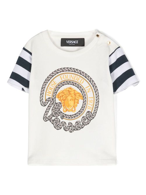 Logo-print cotton-blend T-shirt - White