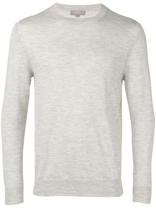 Round-neck cashmere-blend jumper - Neutrals