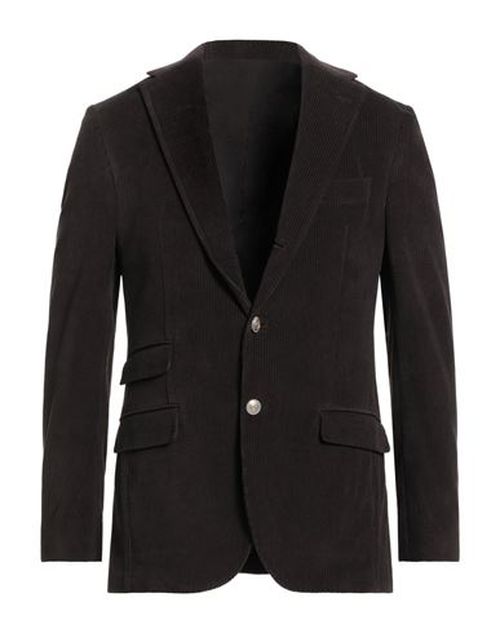 Man Blazer Dark brown Size 36 Cotton, Goat skin