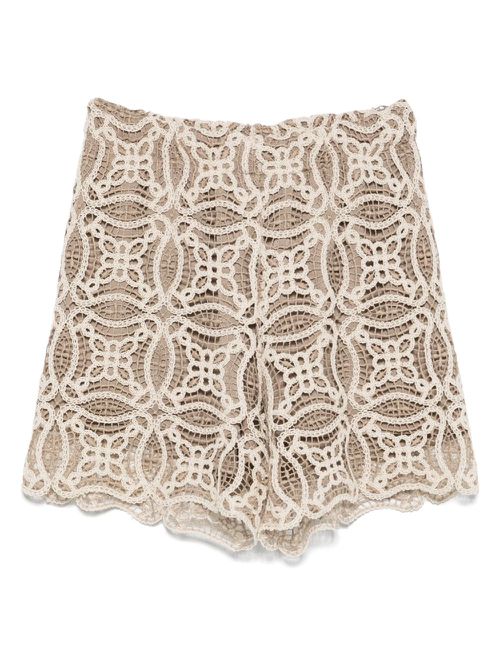 Embroidered-lace shorts - Neutrals