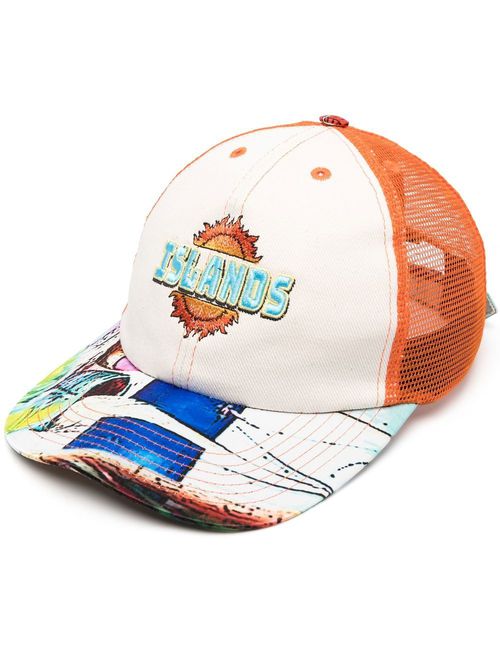 Mesh-panel 'Islands' baseball cap - White
