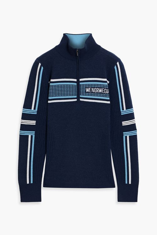 Stryn jacquard-knit merino wool-blend half-zip sweater - Blue - S