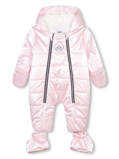 Logo-print hooded snowsuit - Pink