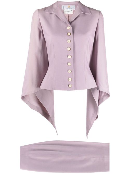 1990-2000 draped skirt suit - Purple
