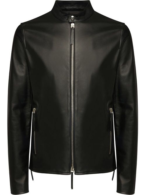 Leather zip-up jacket - Black