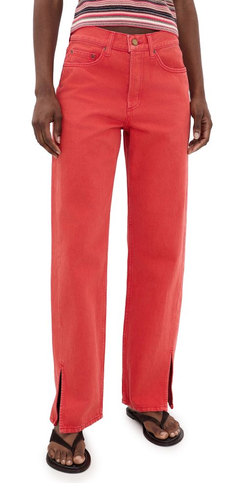 Charlot Split Hem Jeans Faded Tomato Overdye