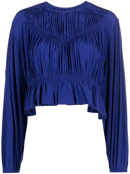 Pleated silk top - Blue