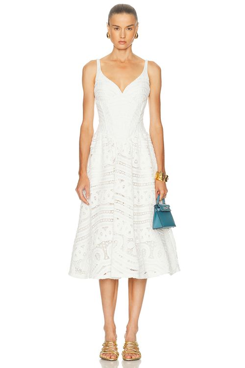 PatBO Rhythmic Lace Midi Dress in Off White - White.  6 also in 0, 2