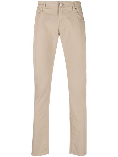 Slim-fit straight-leg trousers - Neutrals