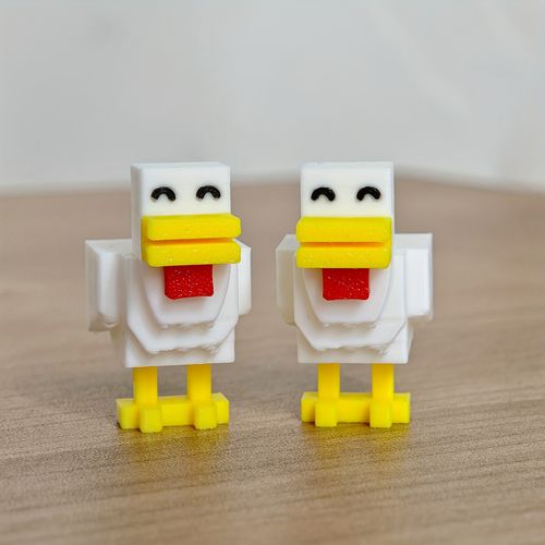 TEMU 3d Printed Duck In Pixel Style - Cute White Animal With Yellow Beak & Feet, Textured Surface For Realistic Look, Room Decor, Party