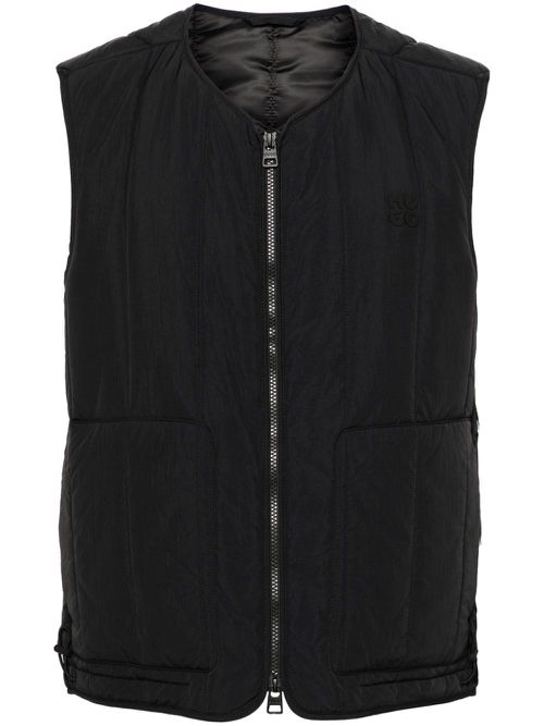 Logo-appliqué quilted gilet - Black