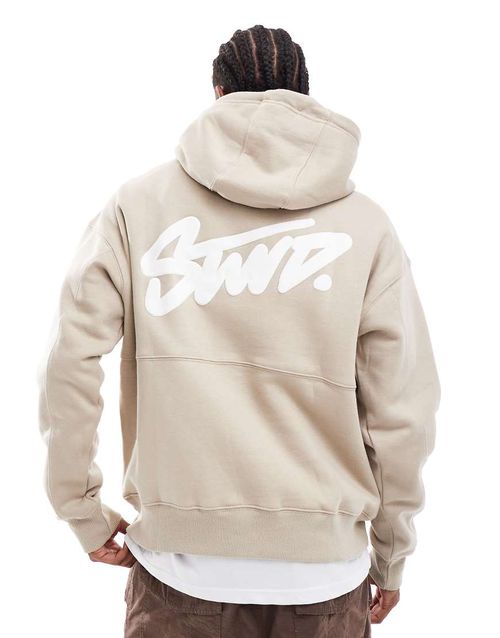 Pull & Bear STWD hoodie in ecru-Neutral