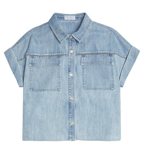 Brunello Cucinelli Kids Embellished denim shirt