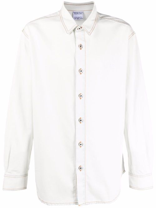 Cross Wolf long-sleeve shirt - White
