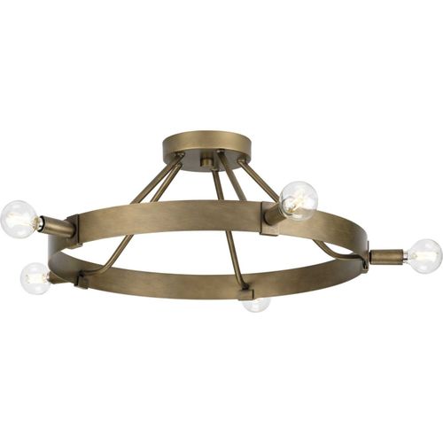 Aged Bronze Five Light Semi Flush Mount from the Breckenridge Collection