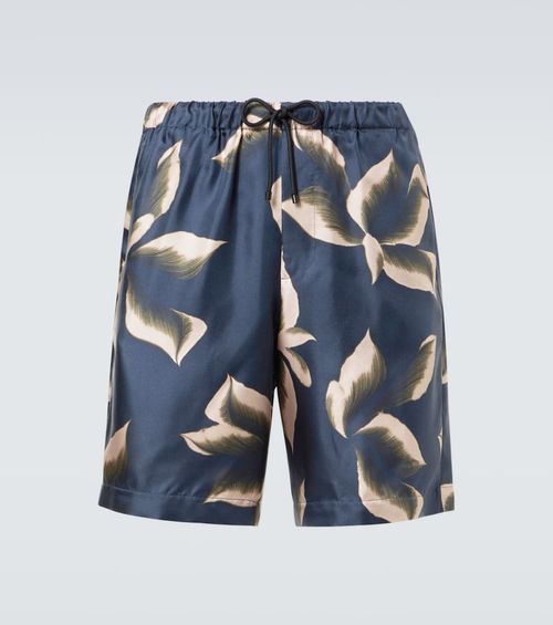 Printed silk shorts