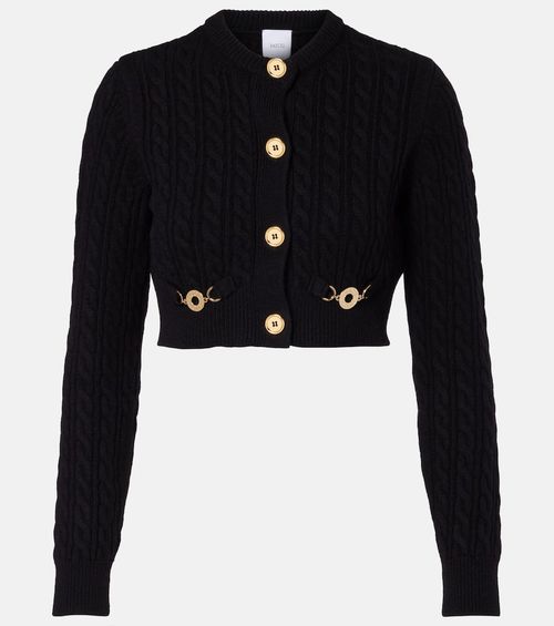Cable-knit wool and cashmere cardigan
