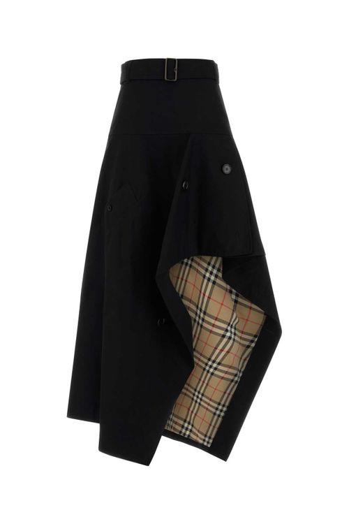 Layered Wool Skirt — Black