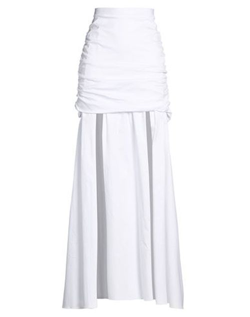 Woman Maxi skirt White Size 4 Cotton, Polyamide, Elastane